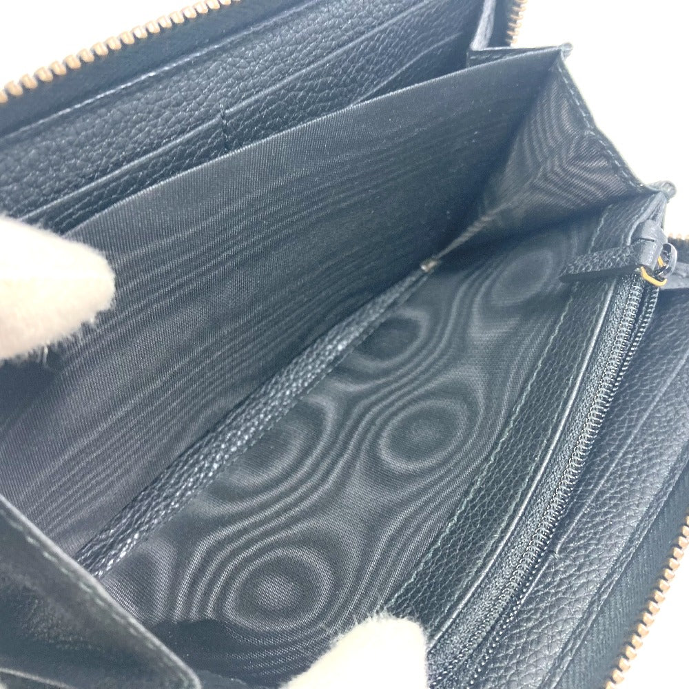 GUCCI 496317 シェリーライン GUCCI ロゴプリント ラウンドファスナー 長財布 レザー メンズ ブラック