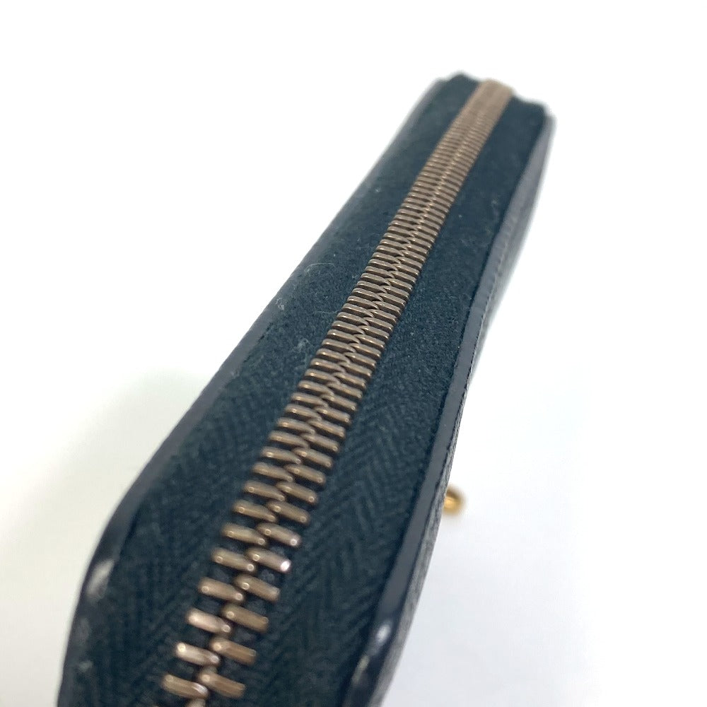 GUCCI 496317 シェリーライン GUCCI ロゴプリント ラウンドファスナー 長財布 レザー メンズ ブラック