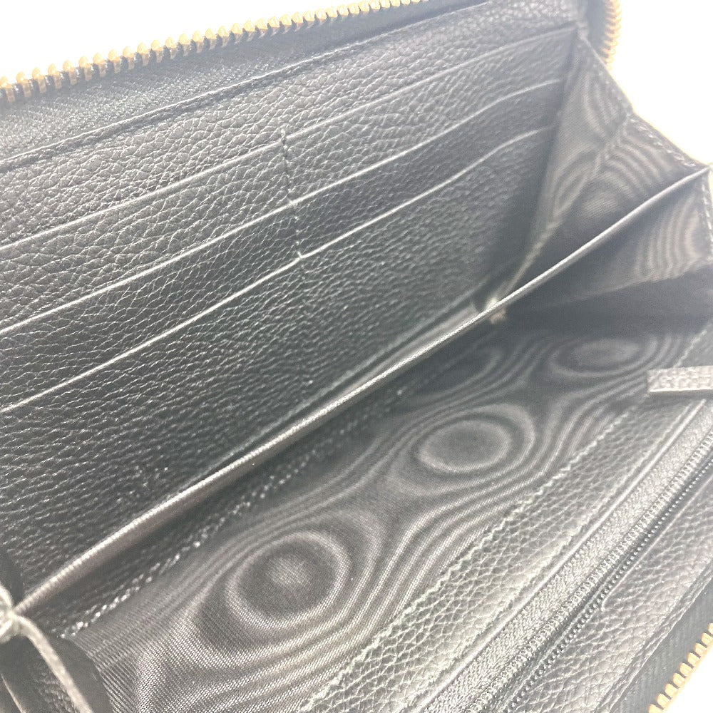 GUCCI 496317 シェリーライン GUCCI ロゴプリント ラウンドファスナー 長財布 レザー メンズ ブラック