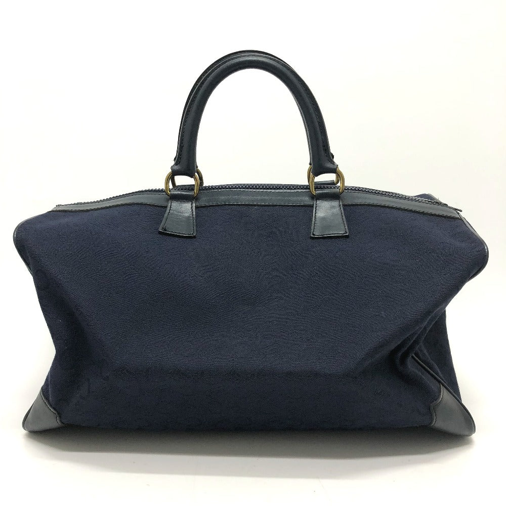 CELINE Cマカダム 馬車 ヴィンテージ カバン ハンドバッグ ボストンバッグ キャンバス/レザー レディース ネイビー
