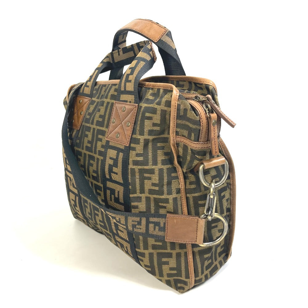 FENDI 7VA158 Zucca FF pattern handbag, 2-way bag, shoulder bag, tote bag, leather/canvas, women's, brown