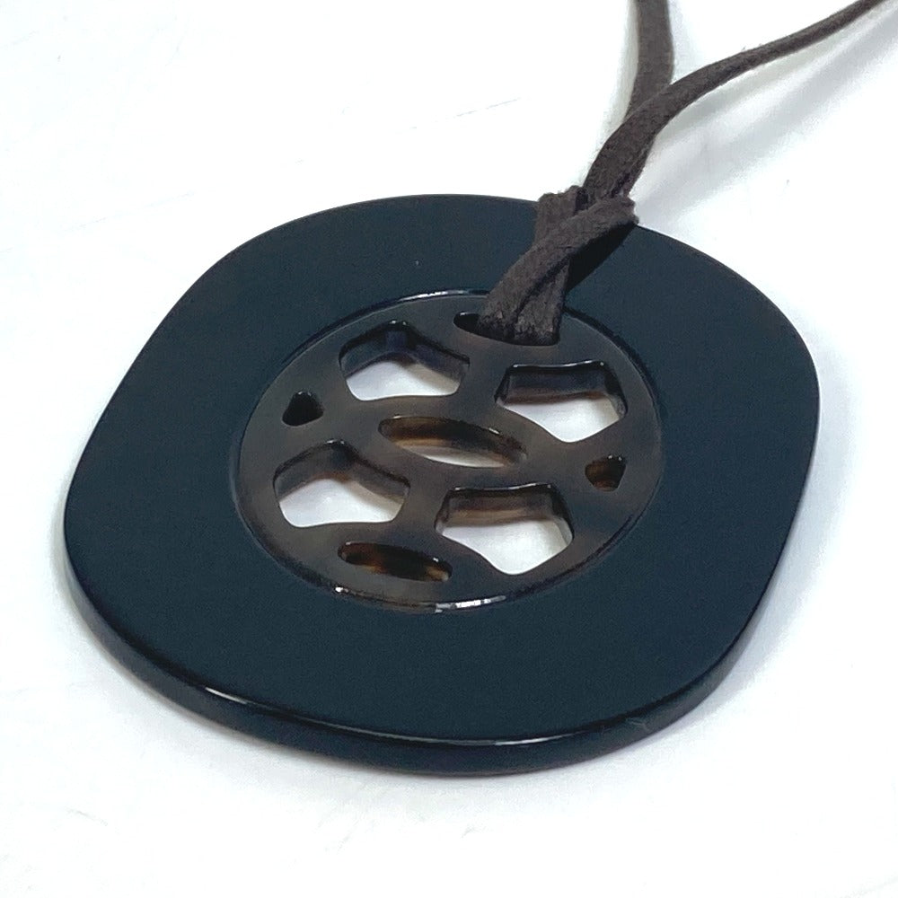 HERMES Lift PM Buffalo Horn Necklace for Women in Black, Gray, and Brown