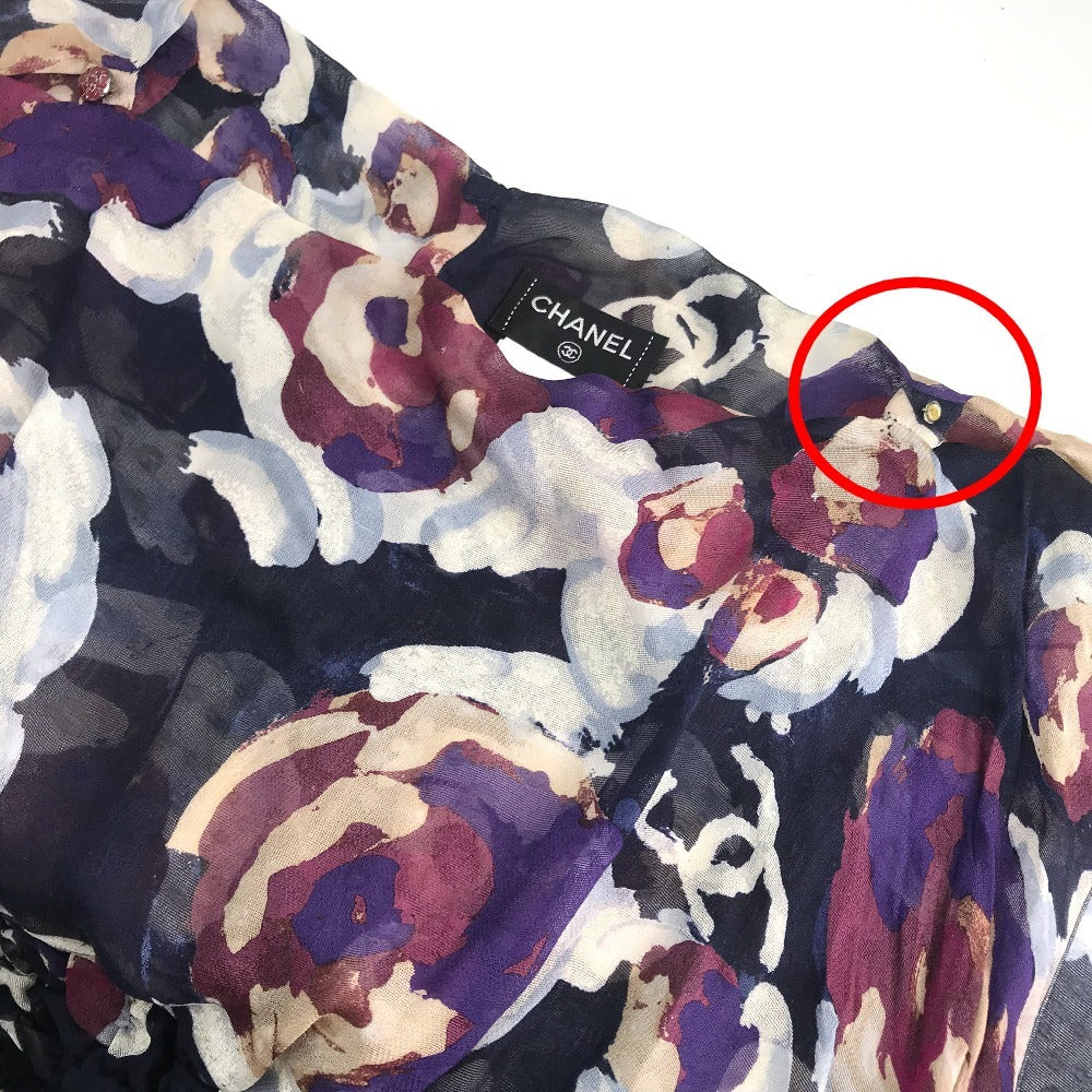 CHANEL P37278 シースルー 半袖 ココマーク CC カメリアボタン トップス アパレル ブラウス シルク レディース マルチカラー