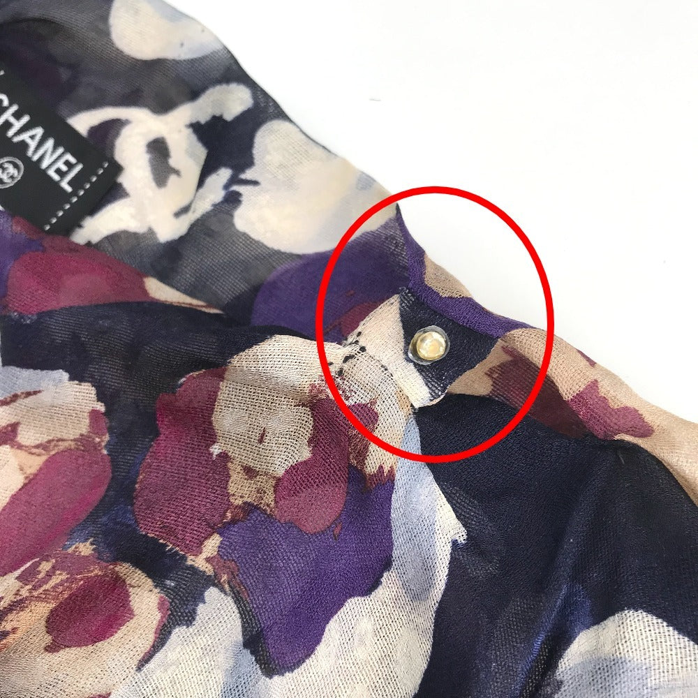 CHANEL P37278 シースルー 半袖 ココマーク CC カメリアボタン トップス アパレル ブラウス シルク レディース マルチカラー