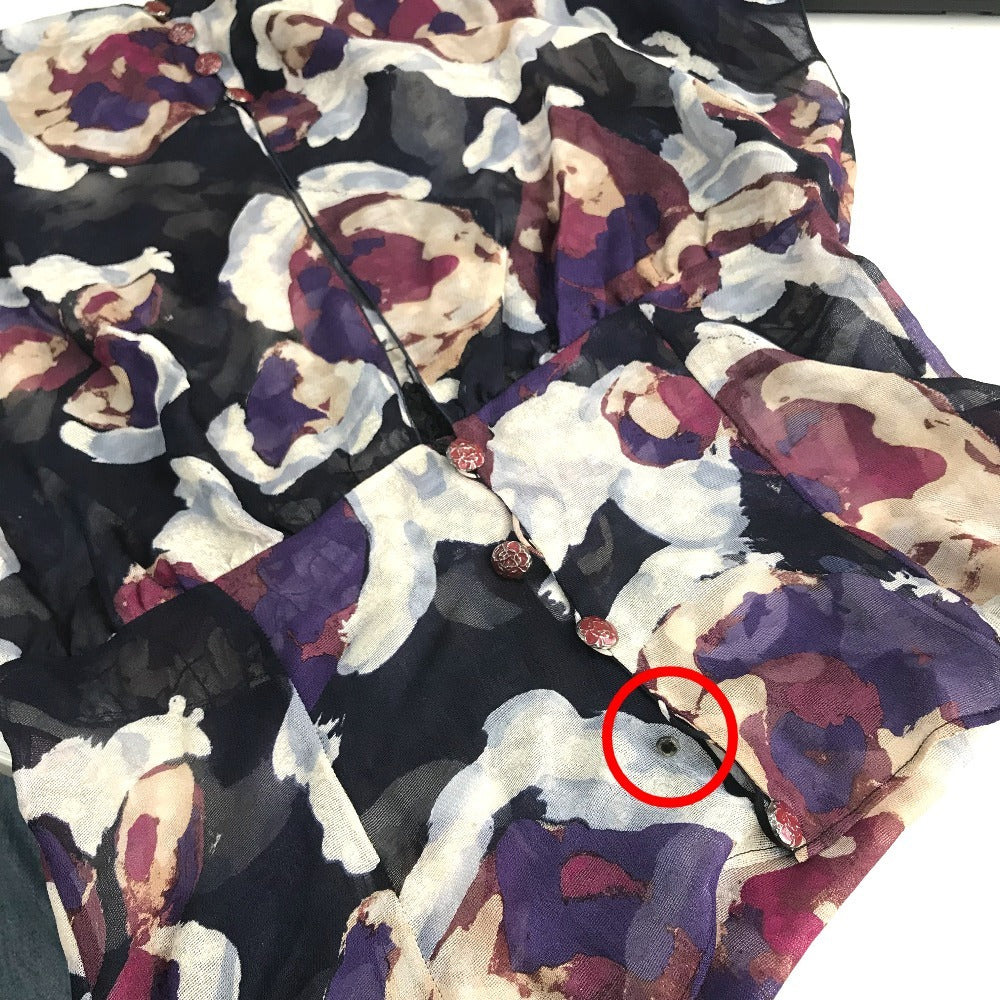 CHANEL P37278 シースルー 半袖 ココマーク CC カメリアボタン トップス アパレル ブラウス シルク レディース マルチカラー