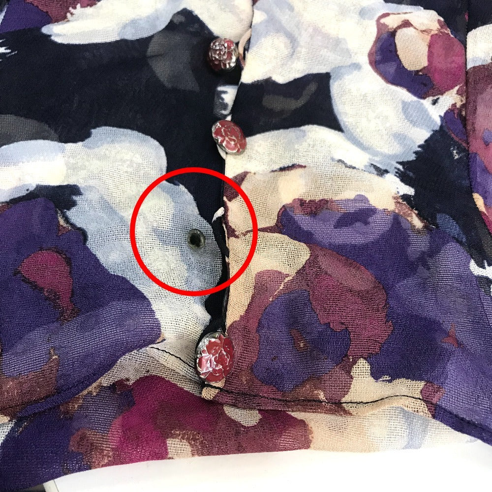 CHANEL P37278 シースルー 半袖 ココマーク CC カメリアボタン トップス アパレル ブラウス シルク レディース マルチカラー