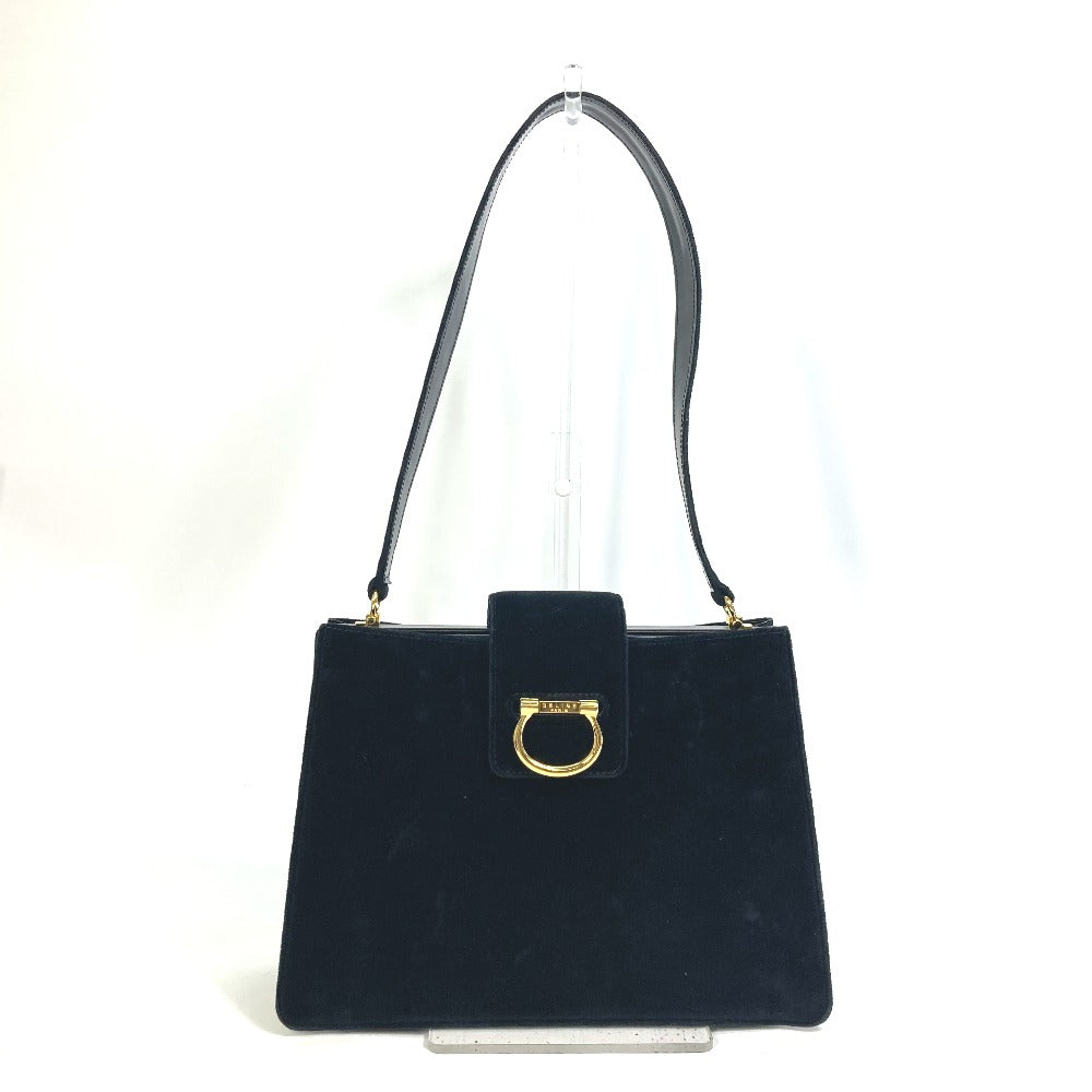 CELINE がま口 ヴィンテージ カバン 肩掛け ショルダーバッグ ベロア/レザー レディース ブラック