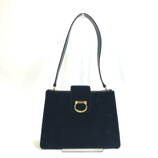 CELINE がま口 ヴィンテージ カバン 肩掛け ショルダーバッグ ベロア/レザー レディース ブラック