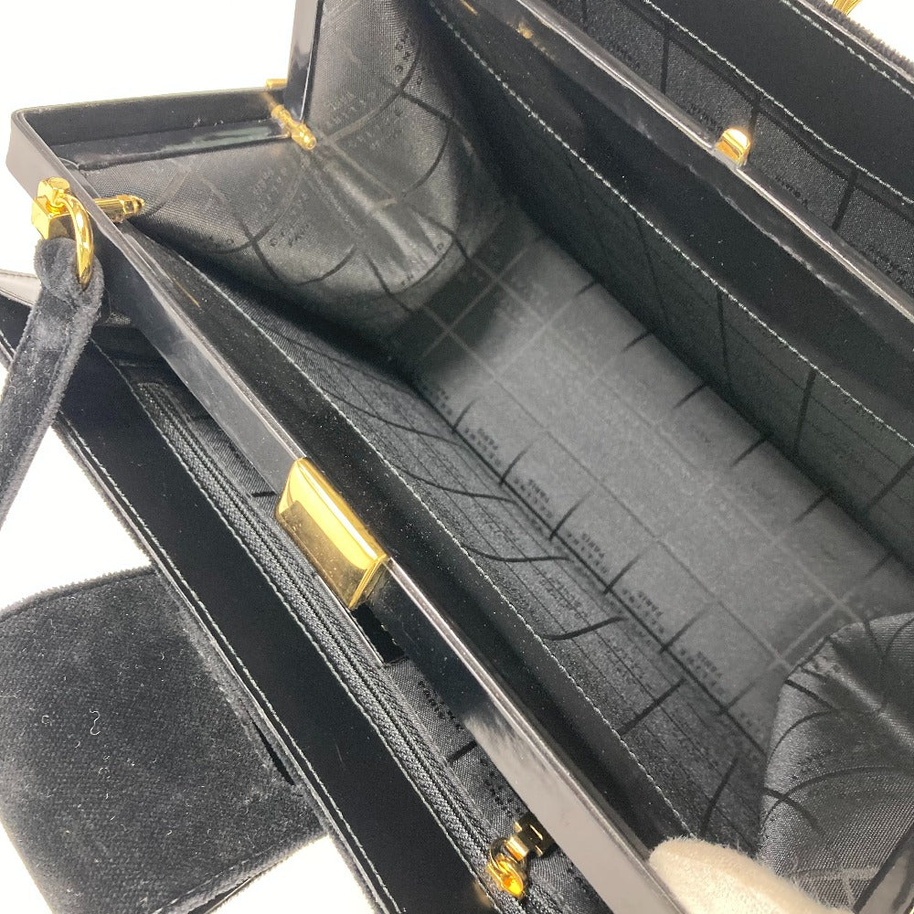 CELINE がま口 ヴィンテージ カバン 肩掛け ショルダーバッグ ベロア/レザー レディース ブラック