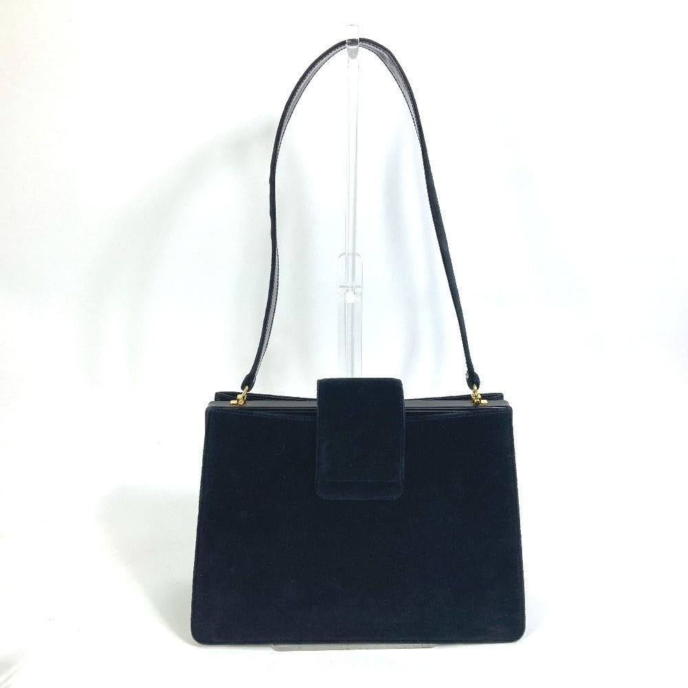CELINE がま口 ヴィンテージ カバン 肩掛け ショルダーバッグ ベロア/レザー レディース ブラック