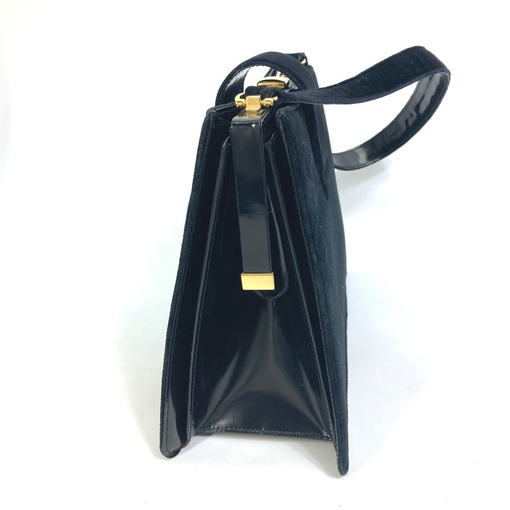 CELINE がま口 ヴィンテージ カバン 肩掛け ショルダーバッグ ベロア/レザー レディース ブラック