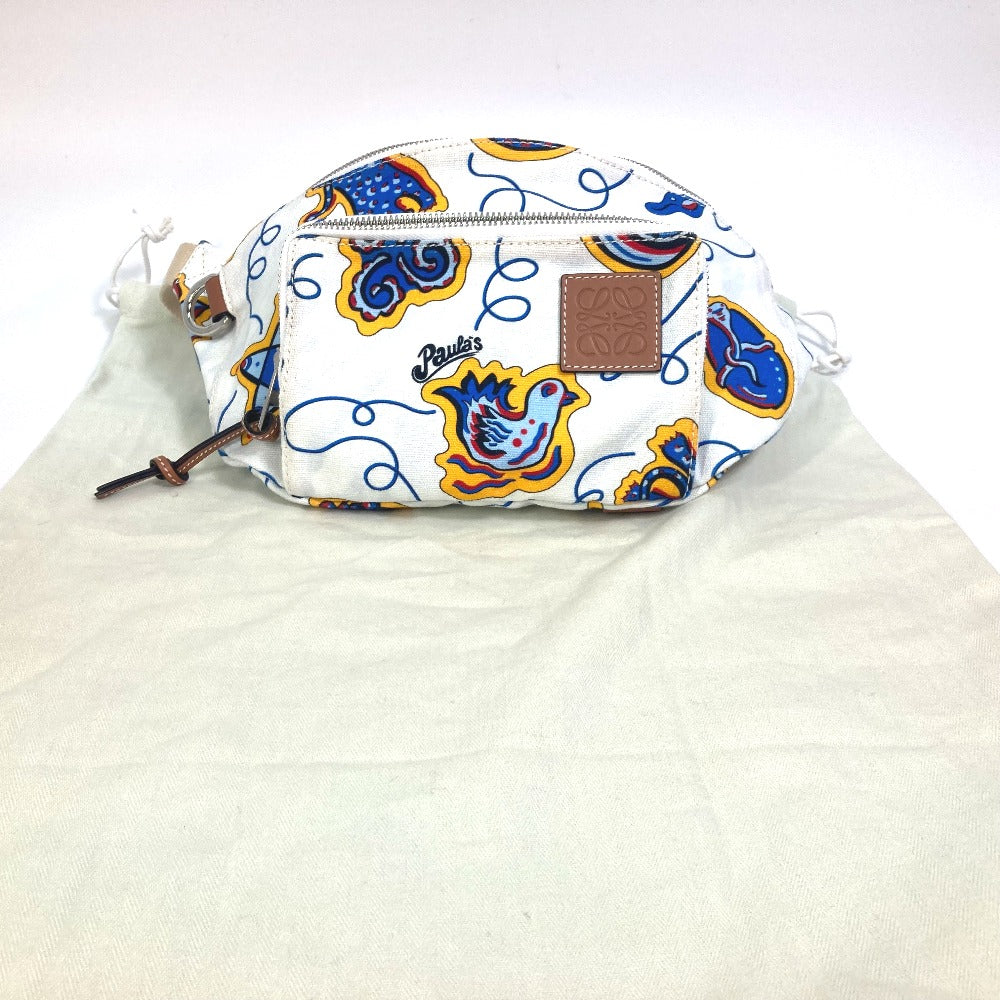 LOEWE Anagram Waist Bag, Shoulder Bag, PAULA'S IBIZA Canvas Body Bag for Men, White and Blue