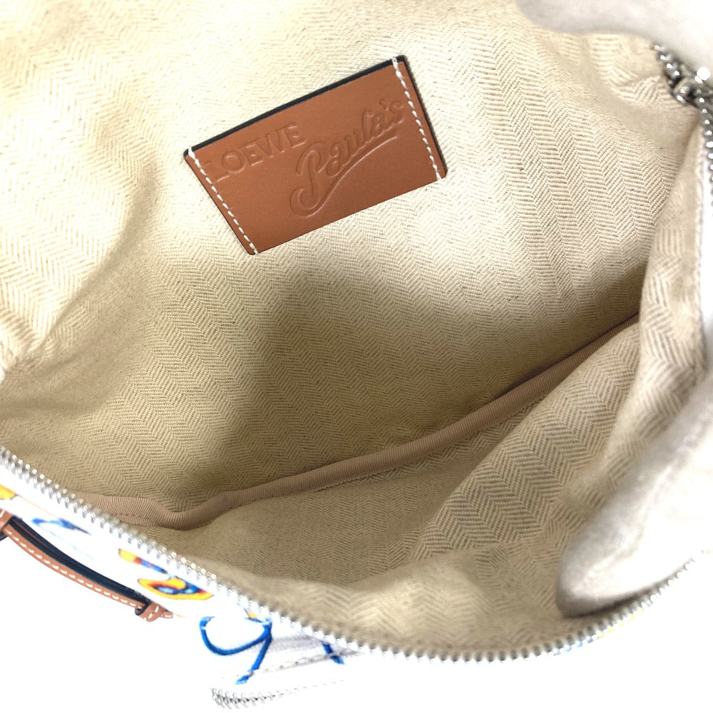 LOEWE Anagram Waist Bag, Shoulder Bag, PAULA'S IBIZA Canvas Body Bag for Men, White and Blue