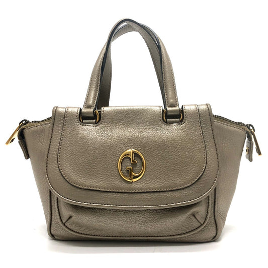 GUCCI 282481 GG Double G Detail Leather Handbag for Women, Gold