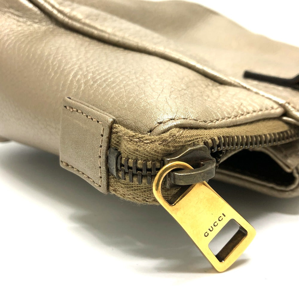 GUCCI 282481 GG Double G Detail Leather Handbag for Women, Gold