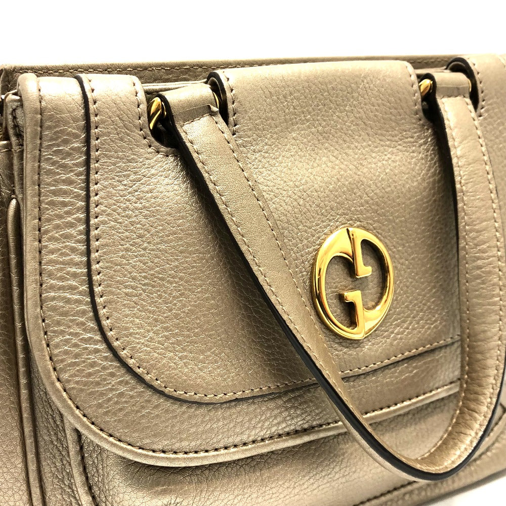 GUCCI 282481 GG Double G Detail Leather Handbag for Women, Gold