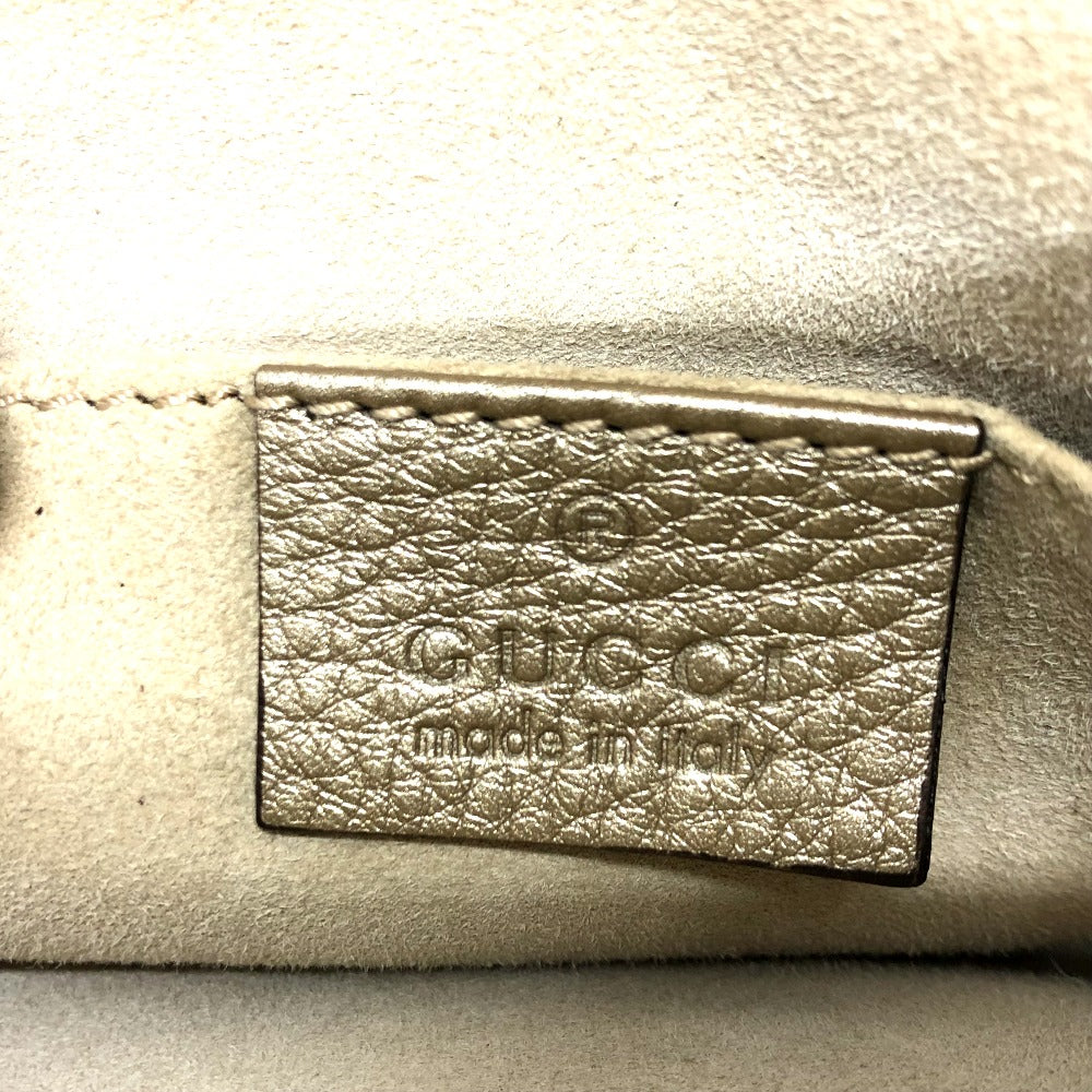 GUCCI 282481 GG Double G Detail Leather Handbag for Women, Gold