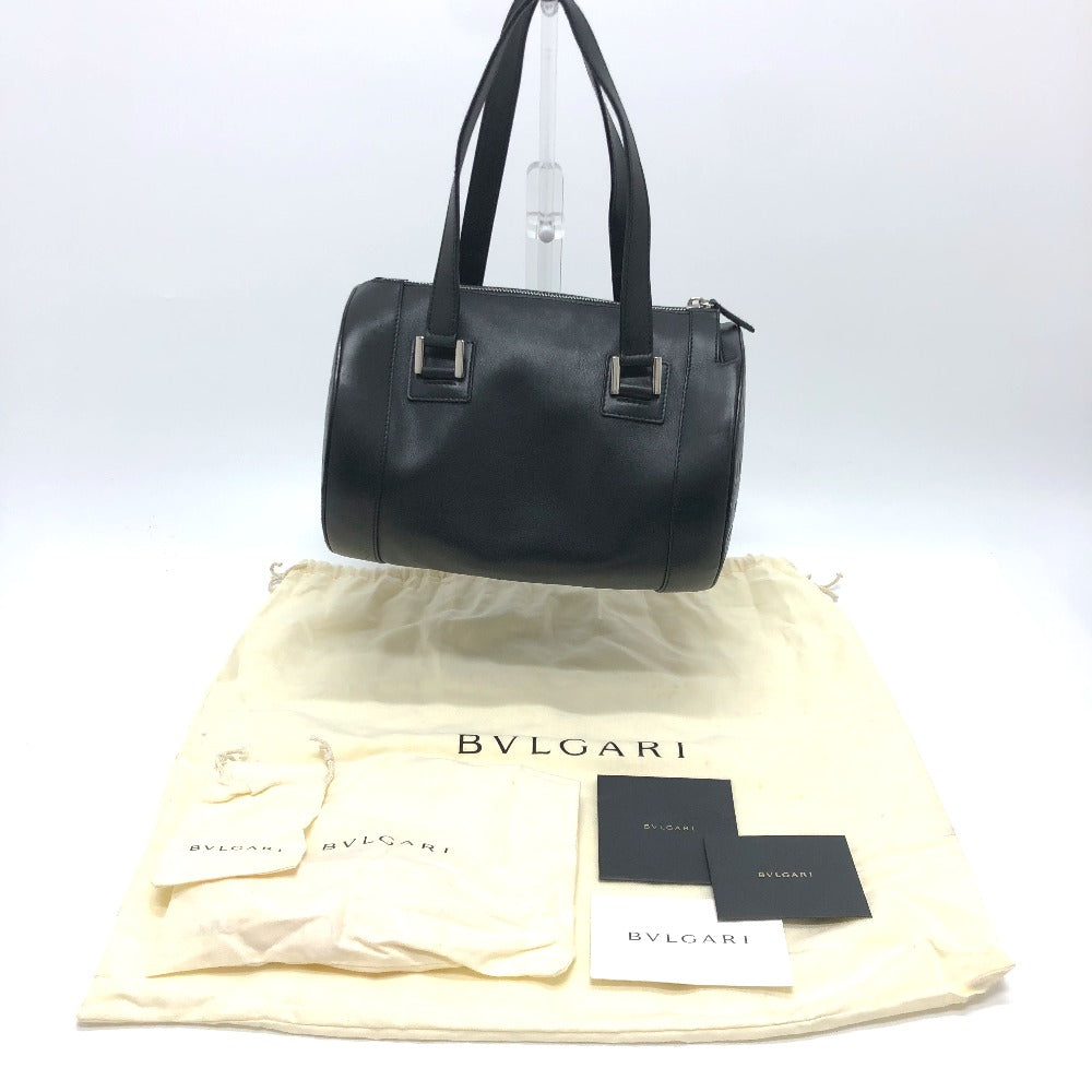 BVLGARI ブルガリ ブルガリ 筒型 ハンドバッグ レザー レディース ブラック