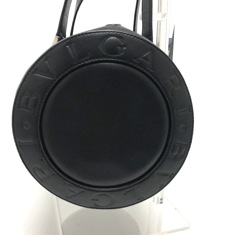 BVLGARI ブルガリ ブルガリ 筒型 ハンドバッグ レザー レディース ブラック