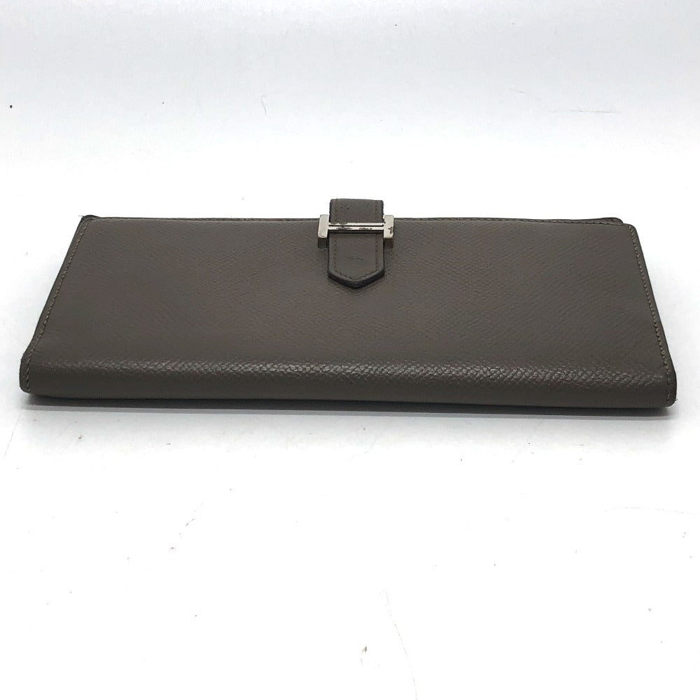 HERMES H金具 ベアンスフレ 2つ折り 長財布 ヴォーエプソン レディース エタン グレー系