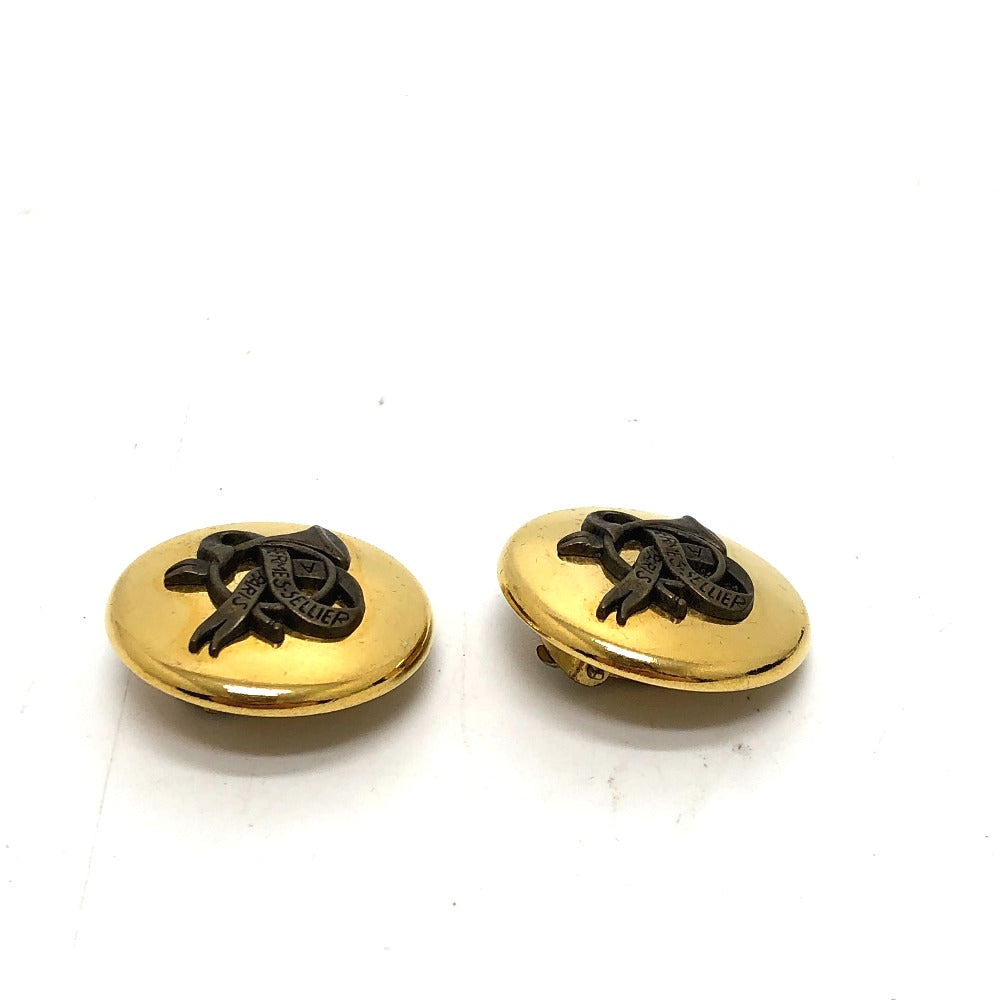 HERMES Round Horn Earrings GP Women's Gold