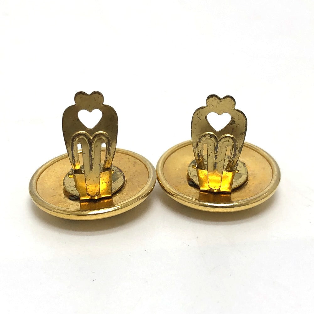 HERMES Round Horn Earrings GP Women's Gold