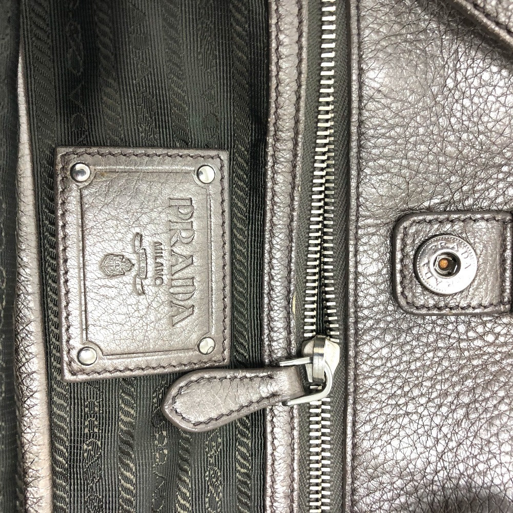 PRADA ロゴ カバン 2WAY トートバッグ レザー ユニセックス ブラウン