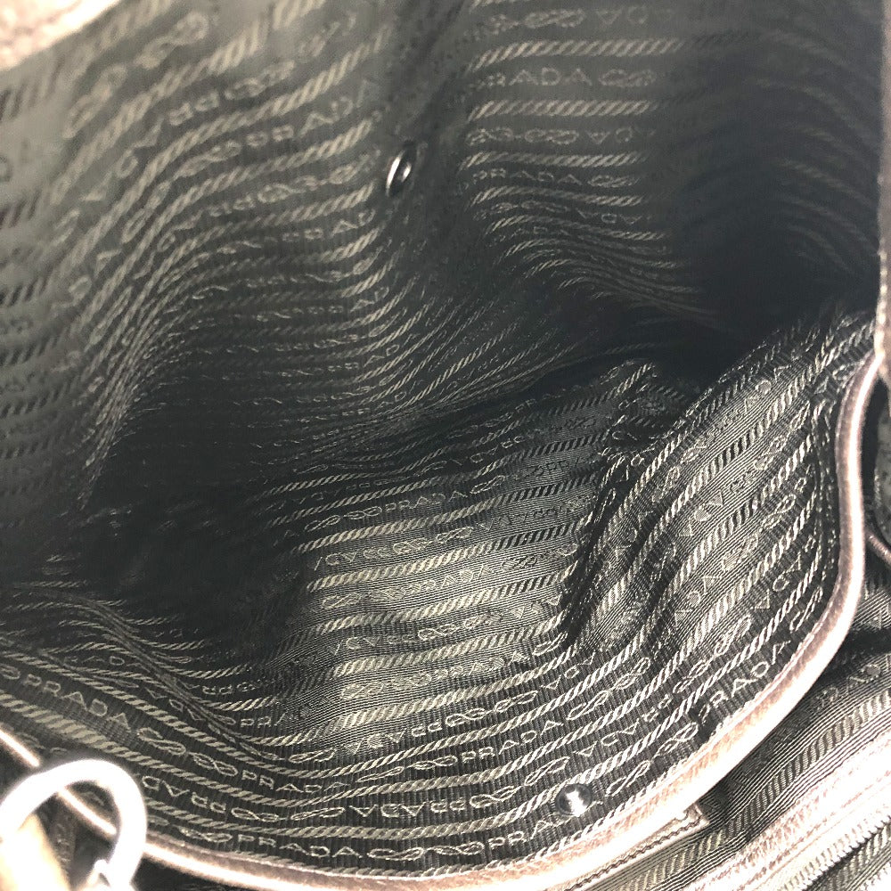 PRADA ロゴ カバン 2WAY トートバッグ レザー ユニセックス ブラウン