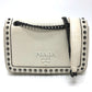 PRADA 1BD147 Logo Stud Chain Shoulder Bag, 2-Way Leather Shoulder Bag, Women's, White