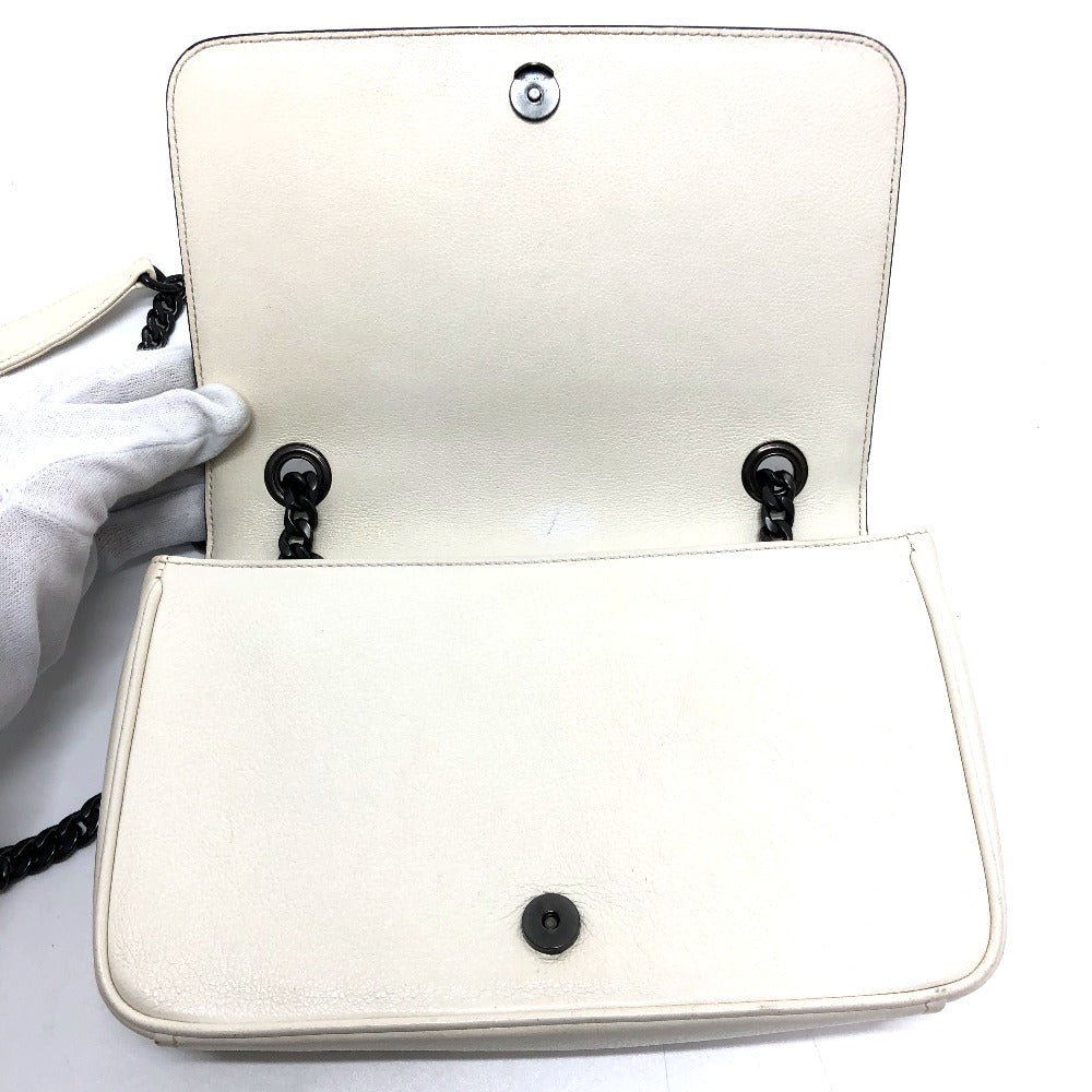 PRADA 1BD147 Logo Stud Chain Shoulder Bag, 2-Way Leather Shoulder Bag, Women's, White