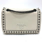 PRADA 1BD147 Logo Stud Chain Shoulder Bag, 2-Way Leather Shoulder Bag, Women's, White