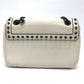 PRADA 1BD147 Logo Stud Chain Shoulder Bag, 2-Way Leather Shoulder Bag, Women's, White
