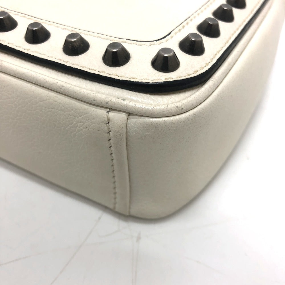 PRADA 1BD147 Logo Stud Chain Shoulder Bag, 2-Way Leather Shoulder Bag, Women's, White