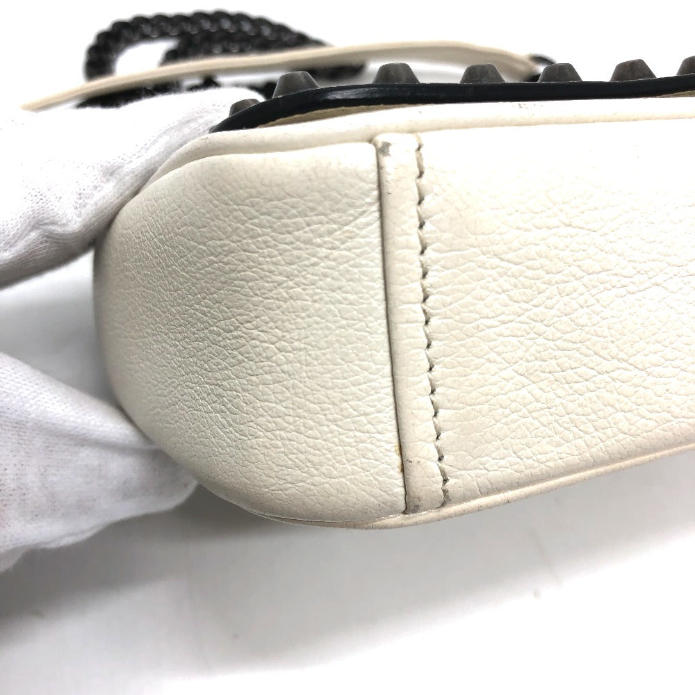 PRADA 1BD147 Logo Stud Chain Shoulder Bag, 2-Way Leather Shoulder Bag, Women's, White