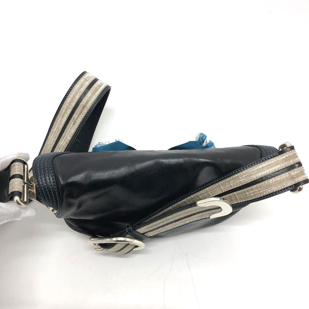 CELINE 115/130 リボン 斜め掛け カバン ショルダーバッグ レザー レディース ブラック