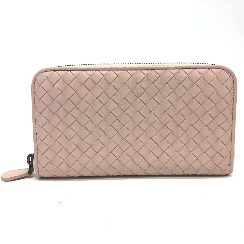 BOTTEGA VENETA 114076 イントレチャート ラウンドファスナー 長財布 レザー レディース ピンク