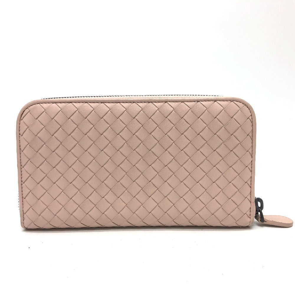 BOTTEGA VENETA 114076 イントレチャート ラウンドファスナー 長財布 レザー レディース ピンク