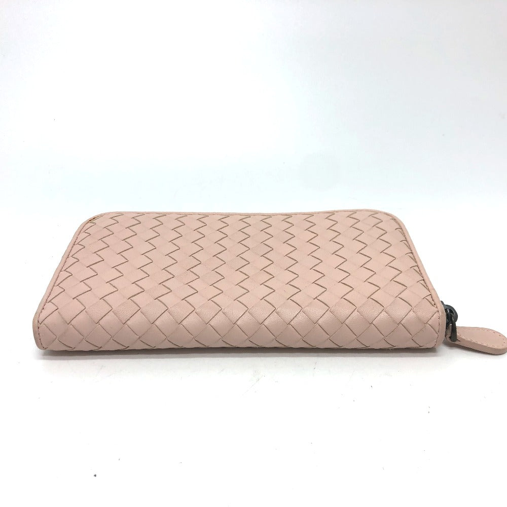 BOTTEGA VENETA 114076 イントレチャート ラウンドファスナー 長財布 レザー レディース ピンク