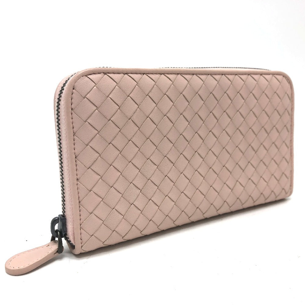 BOTTEGA VENETA 114076 イントレチャート ラウンドファスナー 長財布 レザー レディース ピンク