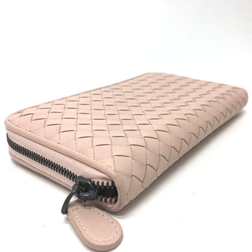 BOTTEGA VENETA 114076 イントレチャート ラウンドファスナー 長財布 レザー レディース ピンク