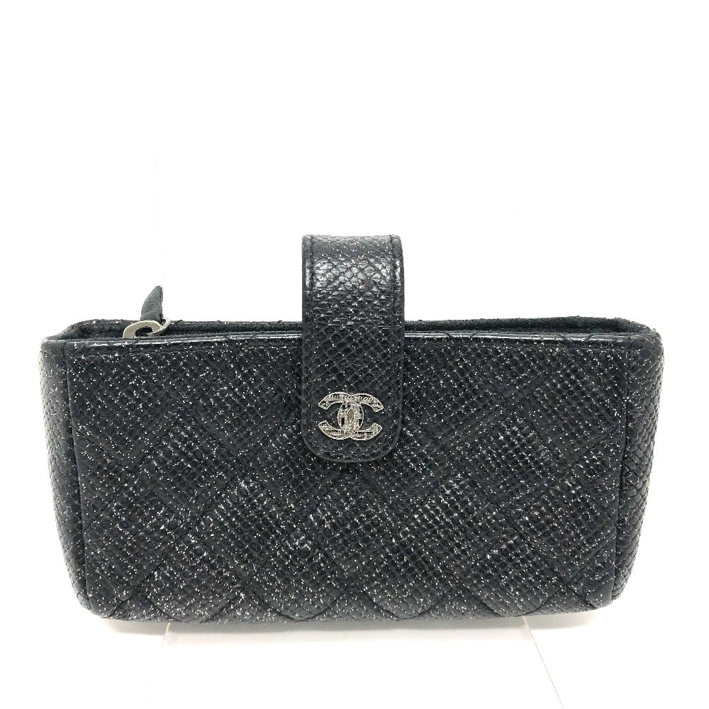 CHANEL CC ココマーク マトラッセ コインケース/小銭入れ ポーチ レザー レディース ブラック