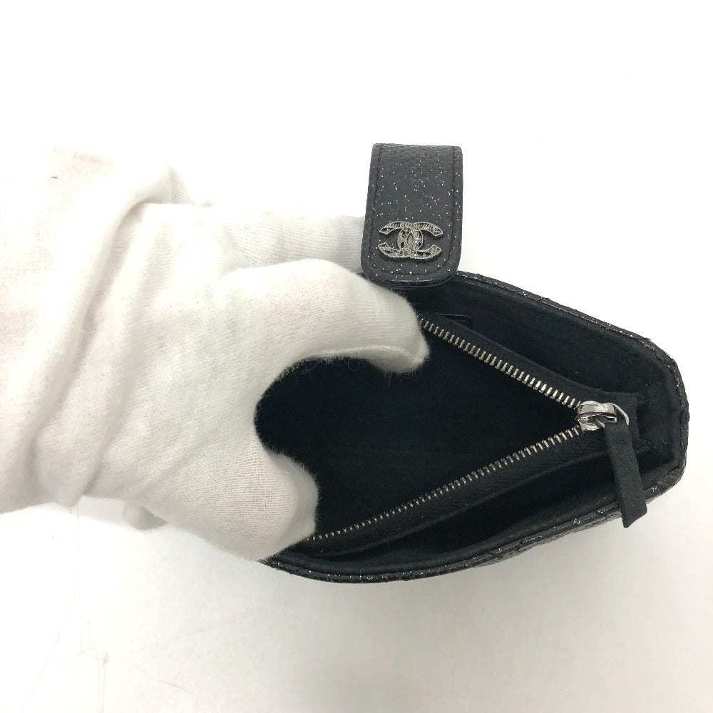 CHANEL CC ココマーク マトラッセ コインケース/小銭入れ ポーチ レザー レディース ブラック