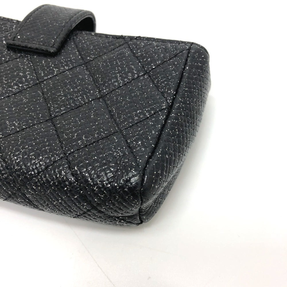 CHANEL CC ココマーク マトラッセ コインケース/小銭入れ ポーチ レザー レディース ブラック