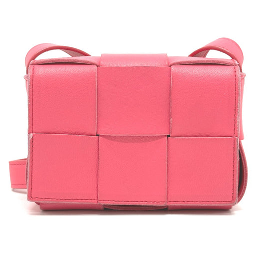 BOTTEGA VENETA Maxi Intrecciato Cassette Mini Crossbody Shoulder Bag in Pink Leather