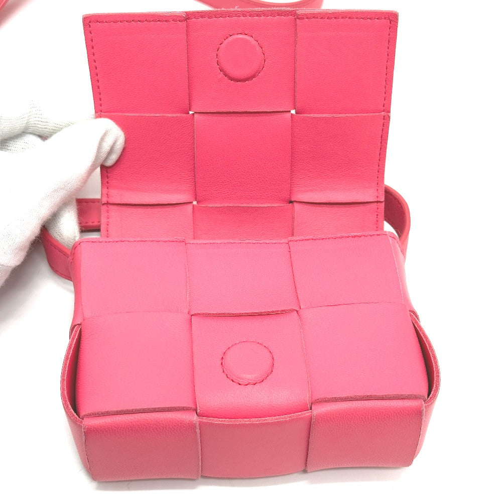 BOTTEGA VENETA Maxi Intrecciato Cassette Mini Crossbody Shoulder Bag in Pink Leather