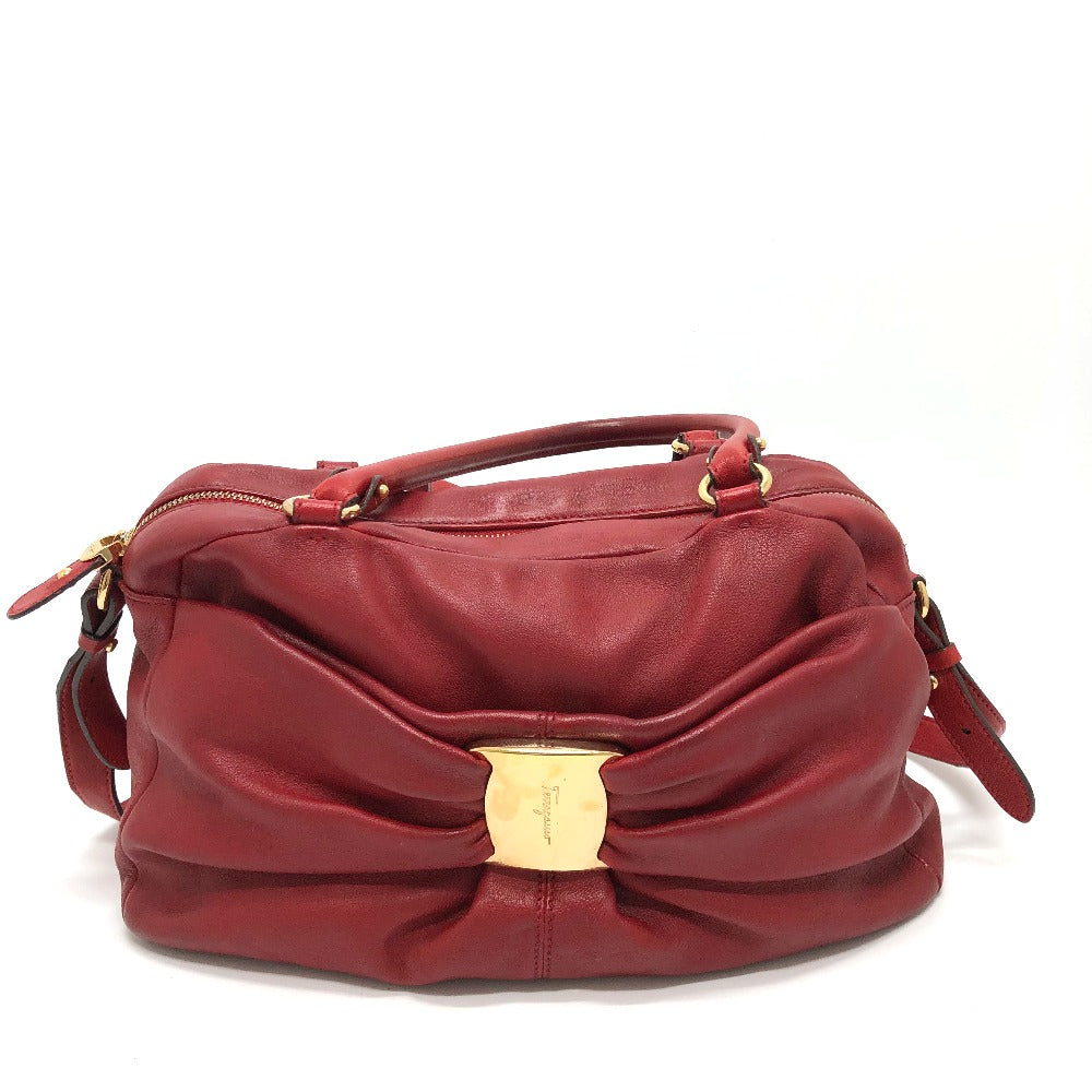 Salvatore Ferragamo DH-21C335 Vara Ribbon/Crossbody Bag, 2-Way/Handbag, Leather, Women's, Red