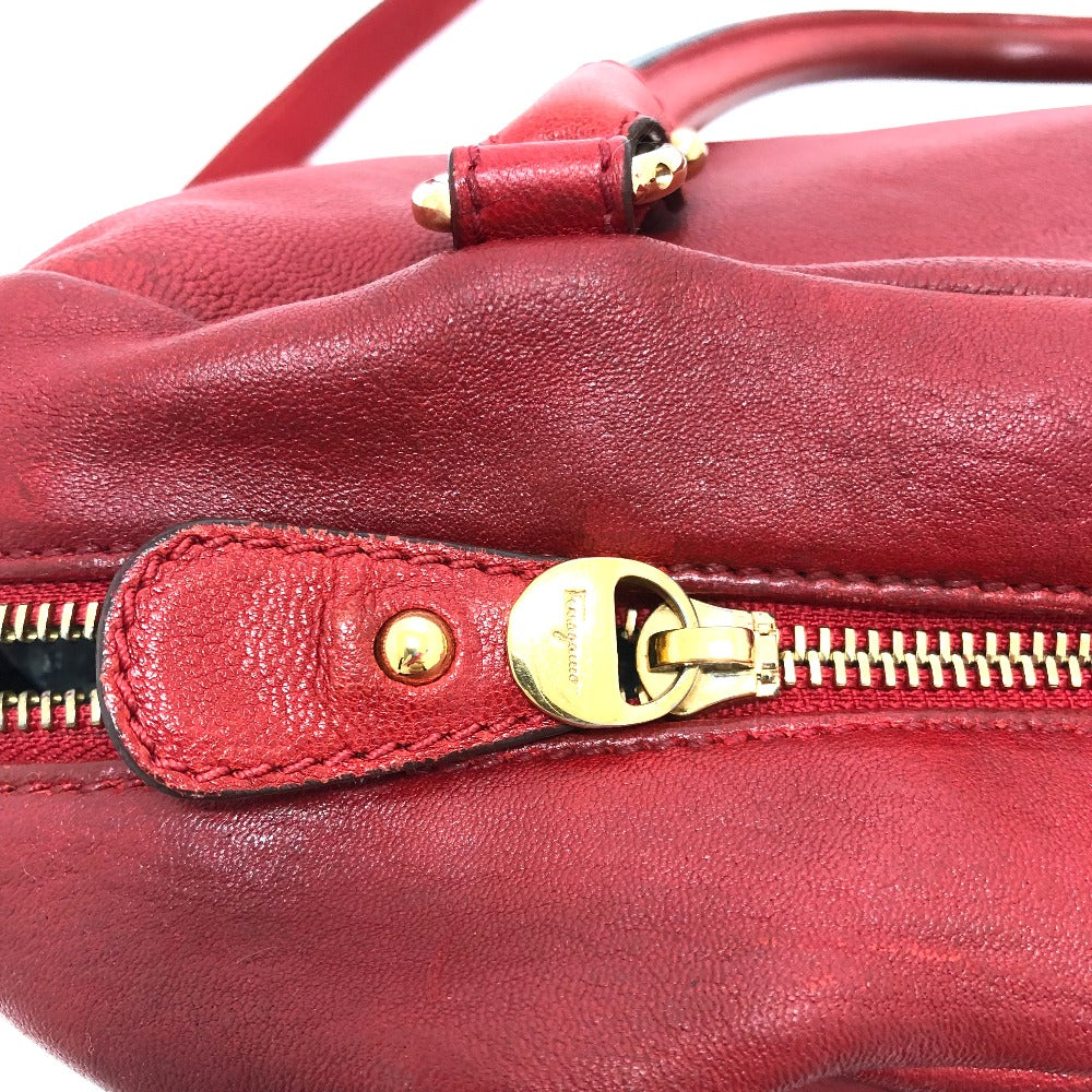 Salvatore Ferragamo DH-21C335 Vara Ribbon/Crossbody Bag, 2-Way/Handbag, Leather, Women's, Red