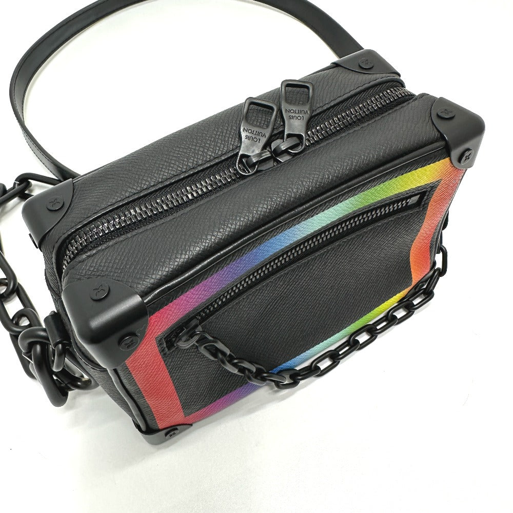 LOUIS VUITTON M30351 Taiga Mini Soft Trunk Shoulder Bag in Taiga Leather, Men's, Black