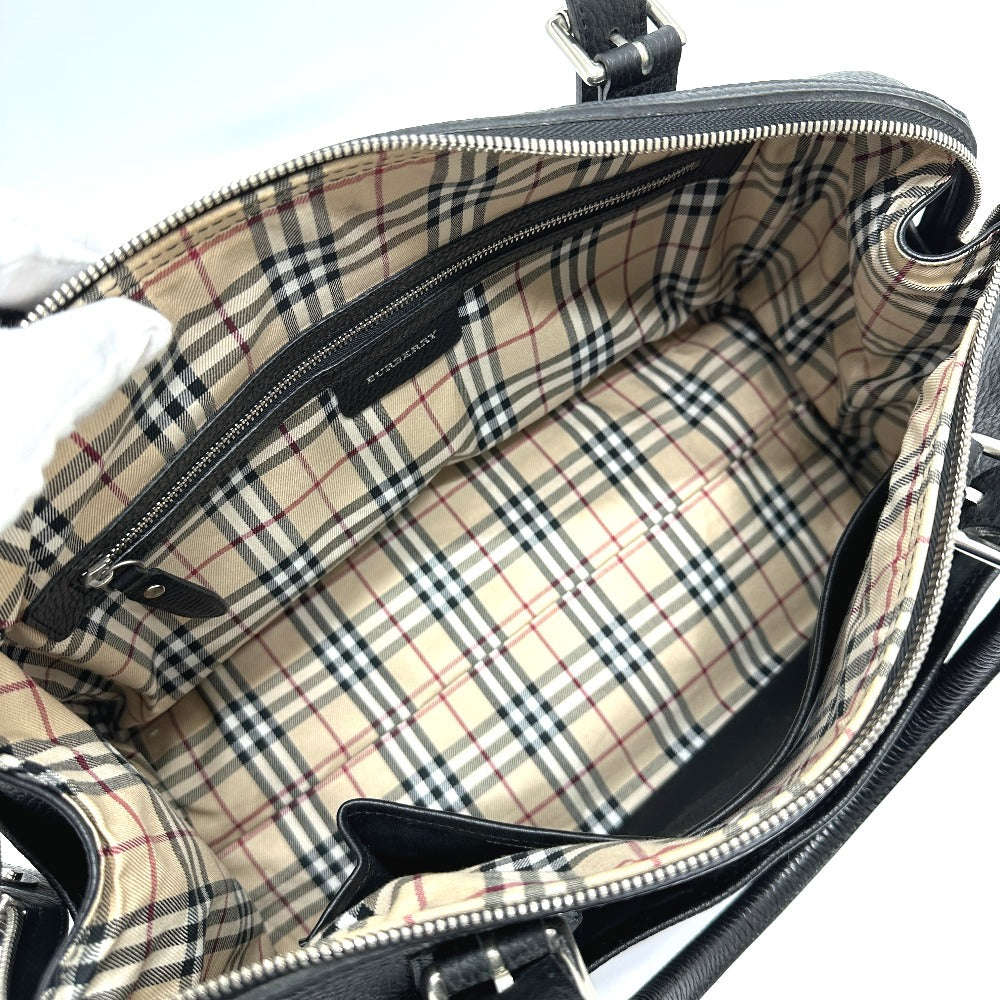 BURBERRY shoulder/logo handbag/boston bag in leather, unisex, black