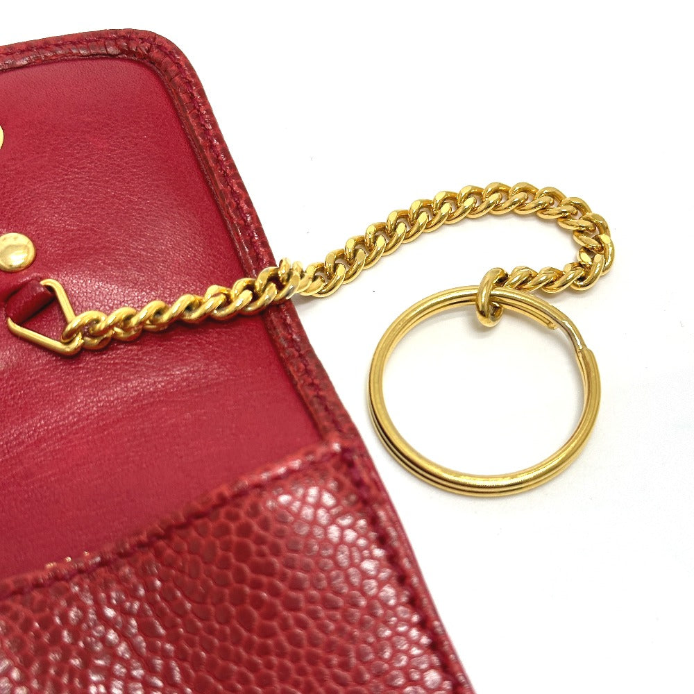 CHANEL CC ココマーク ミニ ポーチ シガレットケース キャビアスキン レディース レッド